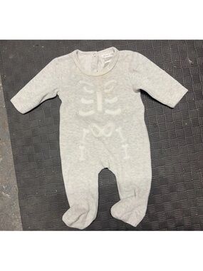 Pitter patter white & Grey Skeleton Footed One-Piece sleeper